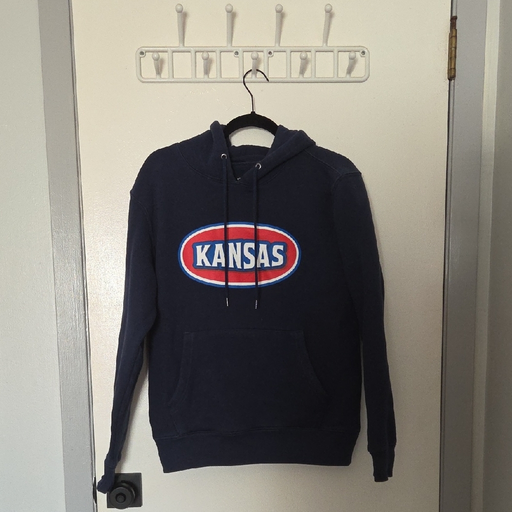 State of Mind Navy Hoodie with Red & White Kansas Emblem
